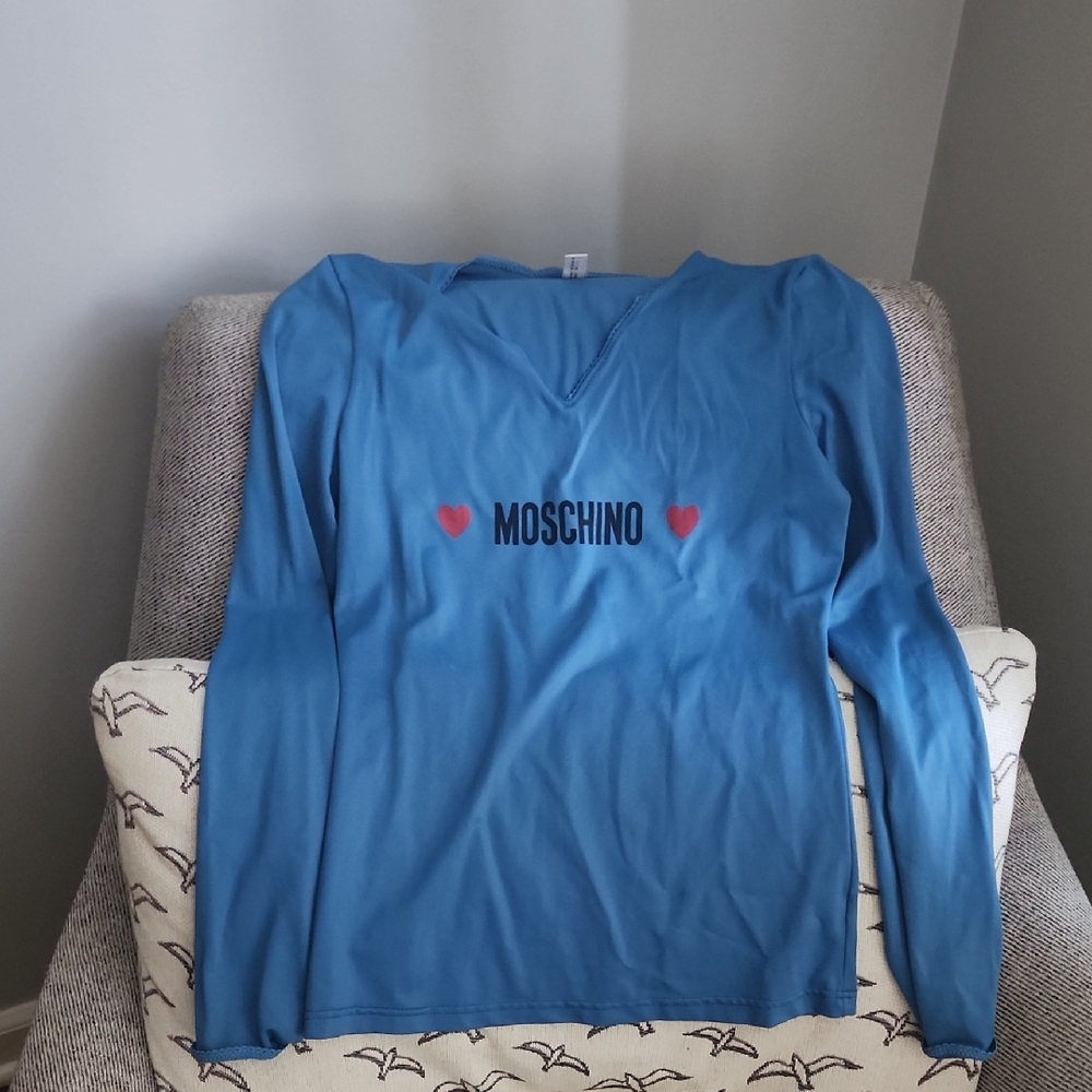 Moschino Blue Long Sleeve with Red Heart Details